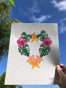 Maui Wildfire Relief Fundraiser: Original 9x11 watercolor "Heart of Aloha"