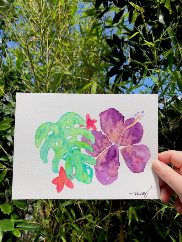 Maui Wildfire Relief Fundraiser: Original watercolor- Tranquil Botanicals