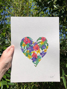 Maui Wildfire Relief Fundraiser: Original 9x12 watercolor "Heart of Aloha II"