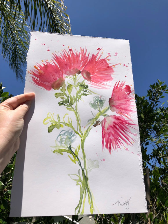 Maui Wildfire Relief Fundraiser: Original watercolor - 'Ohi'a Lehua II