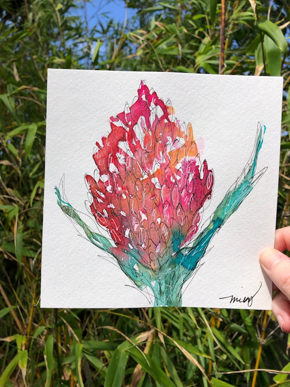 Maui Wildfire Relief Fundraiser: Original watercolor - Hana Ginger